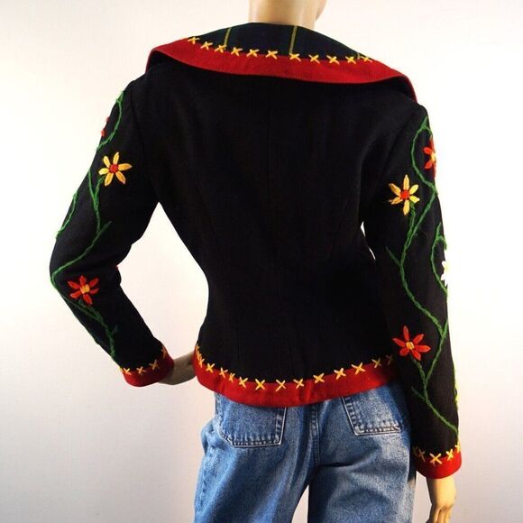 Vintage Show Piece Embroidered Blazer Sz Medium IDOL England Wool Jacket Rare - Picture 8 of 13